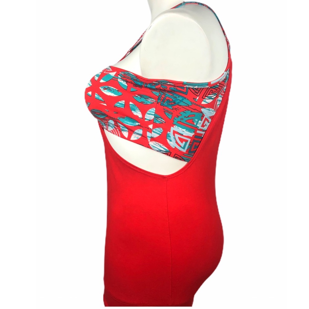 Soybu Red Tank Top With Built In Bra & Cross Back - image 2